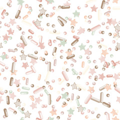 Sprinkle Cupcake Donut Topping. Seamless Pattern 