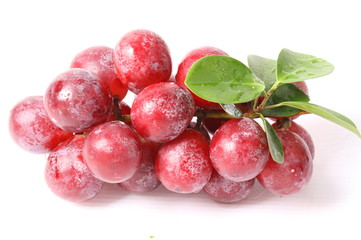 Fresh red grape on white background