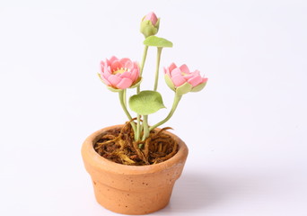 Close up Flowers made of clay.