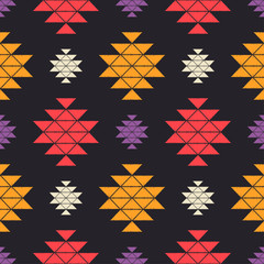 Aztec elements. Ethnic boho ornament. Seamless pattern. Tribal motif. Vector illustration for web design or print.