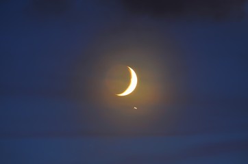 Moon and Jupiter in the night sky