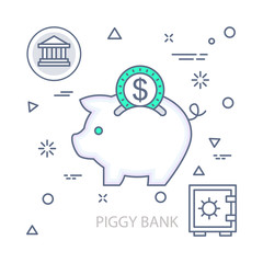Piggy Bank vector illustration flat design concept. EPS 10 File