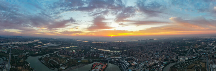 Aerial photo of Huayang Lake Wetland Park, Dongguan, Guangdong Province, China