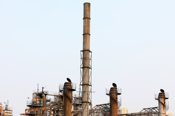 The idle steel chimney is in the factory