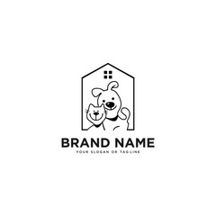 concept dog cat pet house home logo design vector template