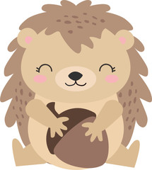Hedgehog holding acorn