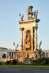 The Plaza Espanya and skyline of Barcelona,Spain