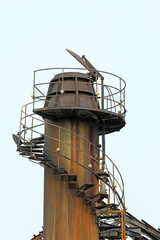 Unused and abandoned metal pipes in factories