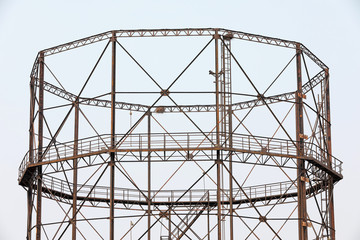 Unused and abandoned metal pipes in factories