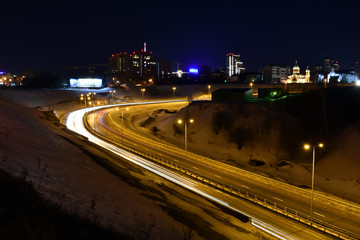 traffic in city at night