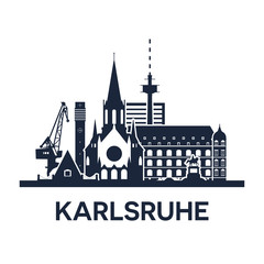 Karlsruhe, Gemany. City skyline, dark solid color