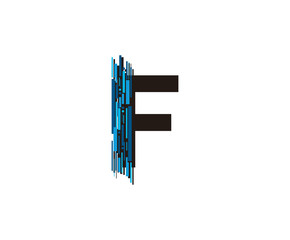 Modern Technology F Letter, Data Digital F Logo Icon.