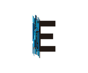 Modern Technology E Letter, Data Digital E Logo Icon.