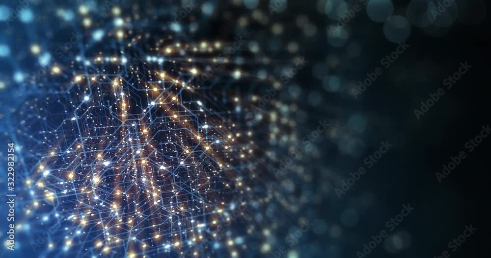 Poster abstract tech background made of printed circuit board. depth of field effect and bokeh. internet co