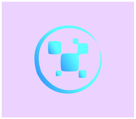 A data transfered with particle logo design concept