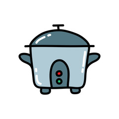 rice cooker doodle icon, vector illustration