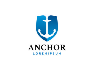 Anchor and shield logo template design, icon, symbol © gunaonedesign