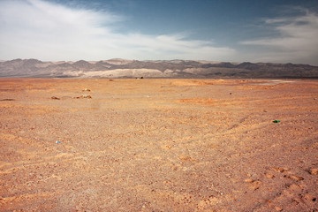 Panoramic view of the stony desert in Jordan.