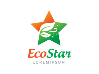 Eco star logo template design, icon, symbol
