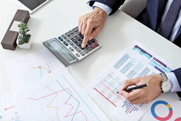 Male bank manager working in office