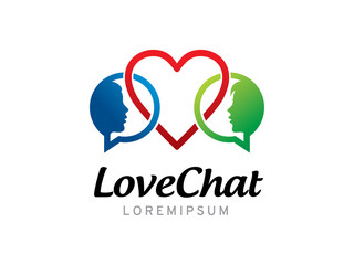 Love chat logo template design, icon, symbol