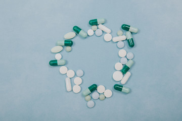 Flat-lay with medical objects. Health-care concept.