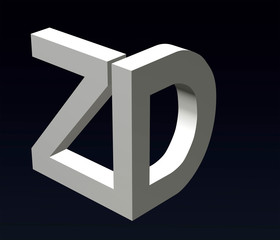 Font stylization of the letters Z and A, B, C, D, E, F, G, H, J, K, L, M, N, O, P, Q, R, S, X, Y, Z, font composition of the logo. 3D rendering.