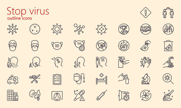 Stop virus outline iconset