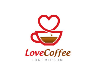 Love coffee logo template design, icon, symbol