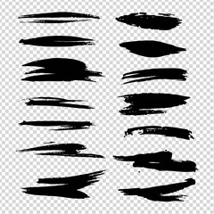 Different shapes and  brush strokes isolated on imitation transparent background