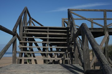 Naklejka premium Wooden Steps at the Beach