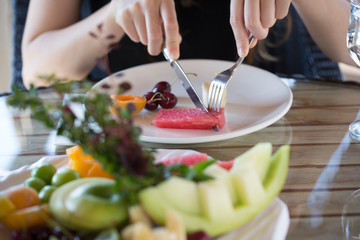 mixed summer fruits on the table