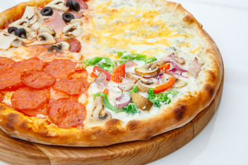 Italian pizza of four flavors