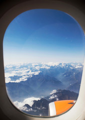 mountains view from plane's window