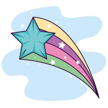 cute shooting star magic icon vector illustration design