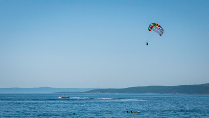 People playing Baska Voda water sports.