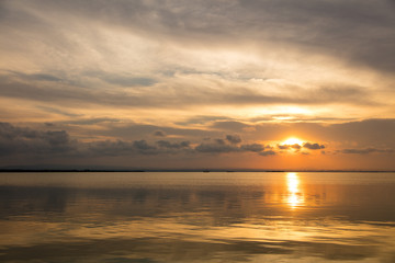 Fototapeta na wymiar Sunset in the lake of the Albufera in Valencia, Spain