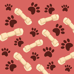 background of bones dog and paw prints vector illustration design