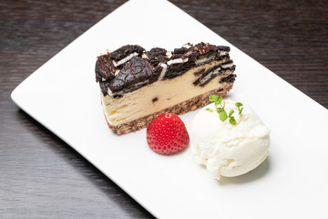 Desserts with ice cream and strawberry