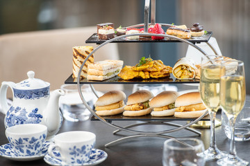 Indian style afternoon tea with stand