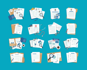 set of document icons,Paper iconFolder icons set,flat design icon vector illustration