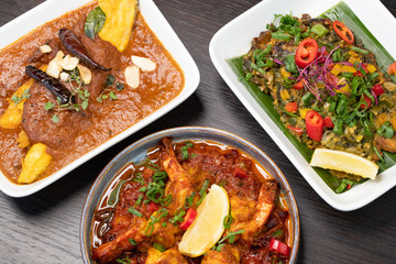 Various Indian food in plates