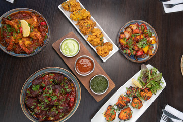 Indian food with herbs and spices 