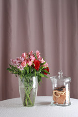flowers in a vase on table