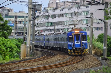 Fototapeta na wymiar A train passes through yilan railway station,Taiwan