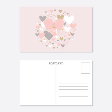 Valentine day postcard template, romantic calligraphy card