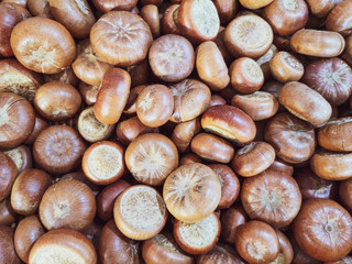 Chestnuts on the market as a background