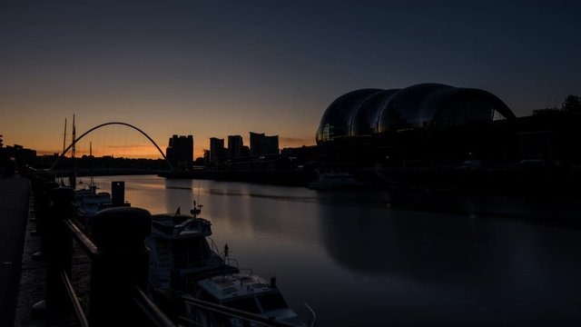 Newcastle City Centre Timelapse - Sage Gateshead Sunrise 4K