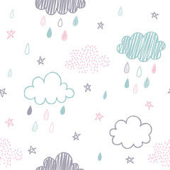 Rainy sky. Childish seamless pattern