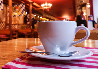 Tea in a cup on a table in a restaurant